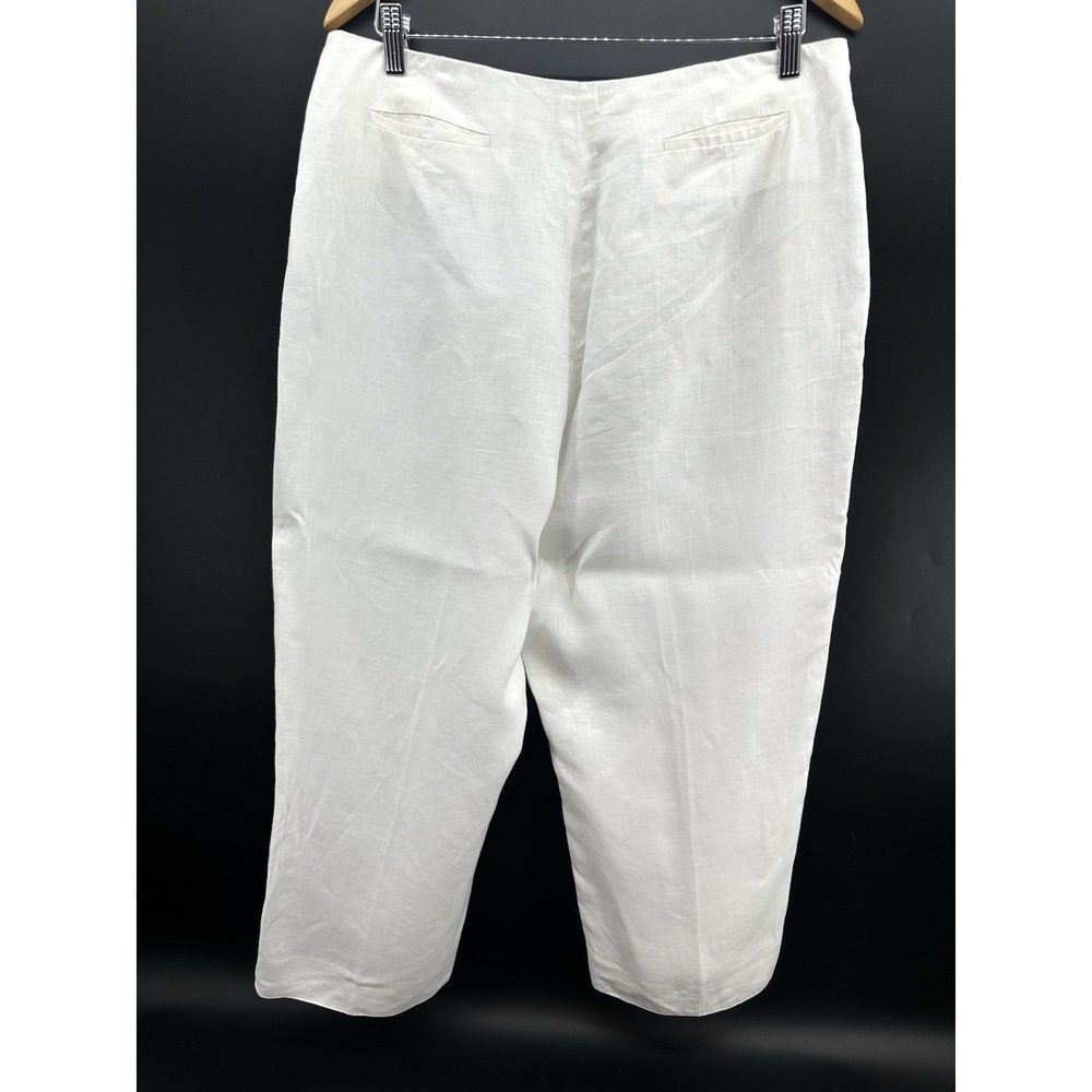 David N Pants White Linen Sz 16 Cropped Wide Sz Leg Lined Casual Pockets JJ23 - Picture 2 of 7